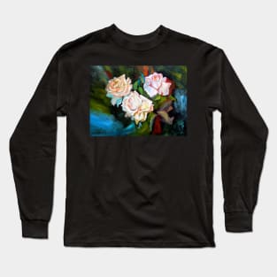 White Glowing Roses Long Sleeve T-Shirt